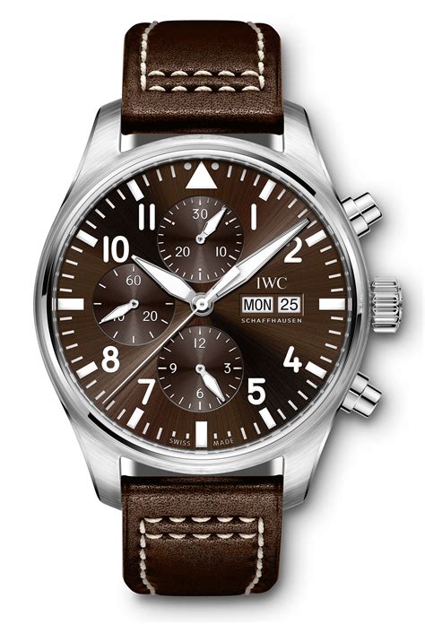 back of iwc pilot chrono watch cown side view|iwc chronograph for sale.